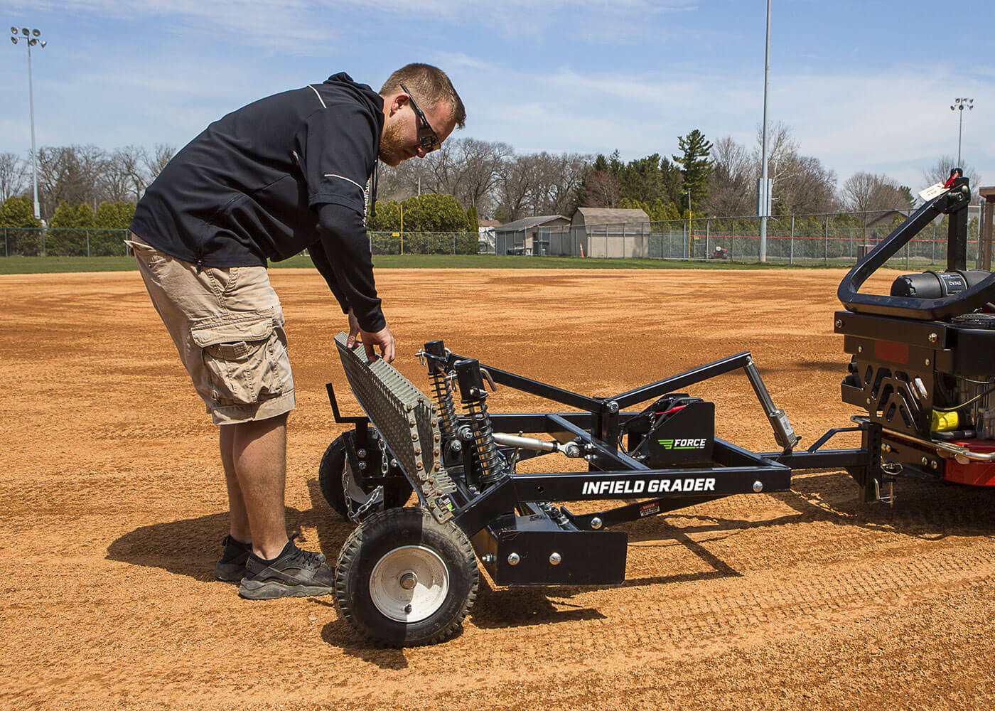 Portable infield grader features for Force 